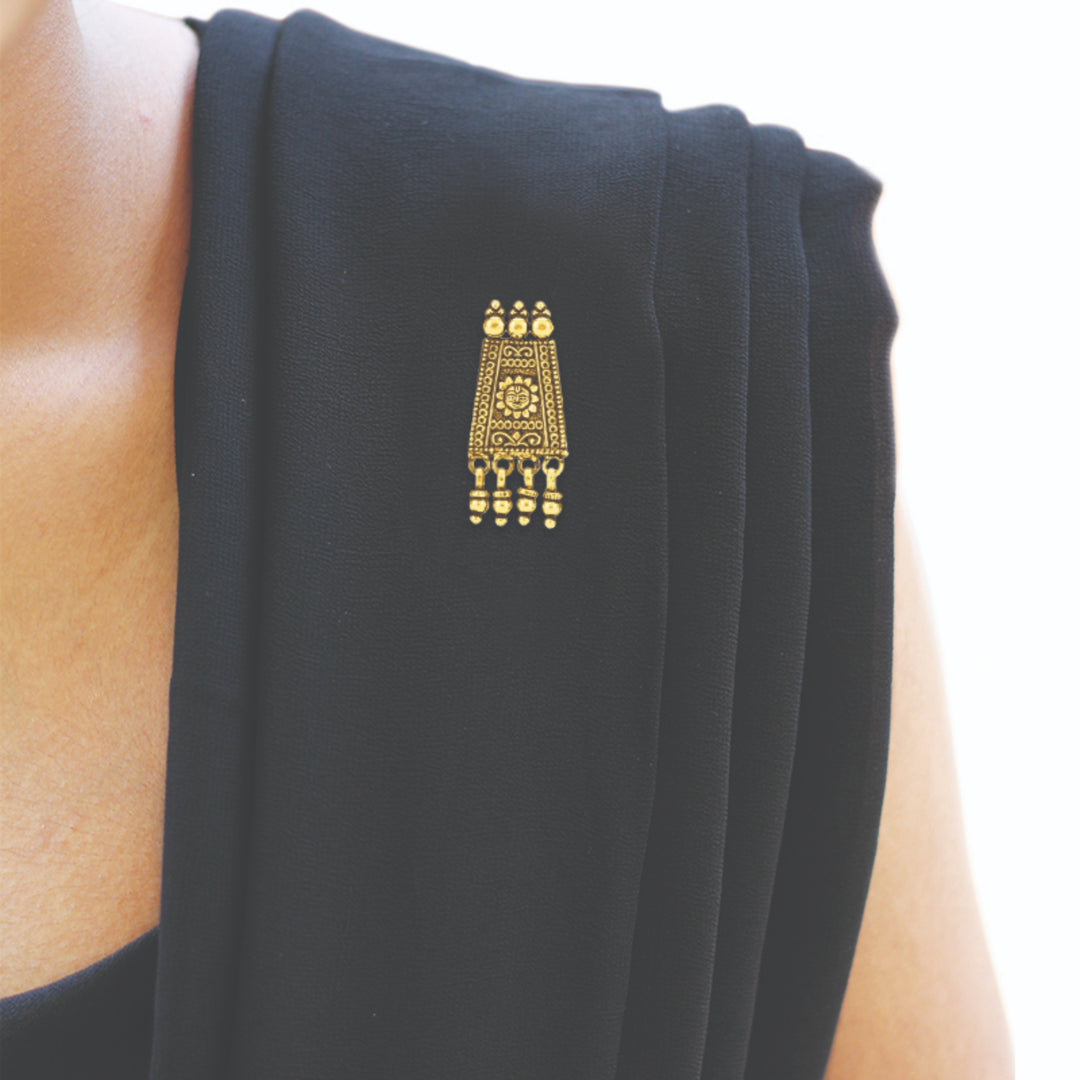 Geometric Temple Gold Plated Brooch