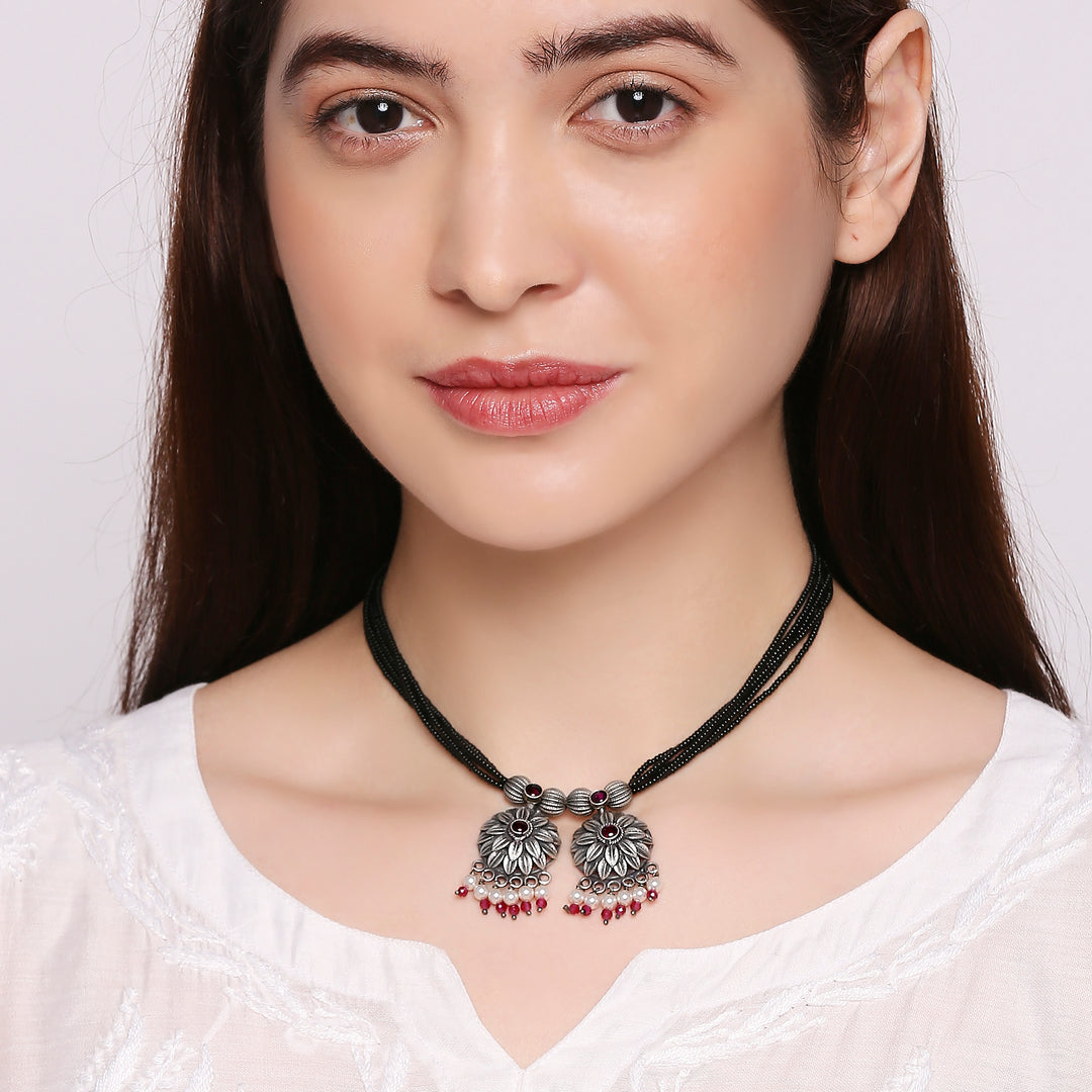 Dual Red Floral Mangalsutra