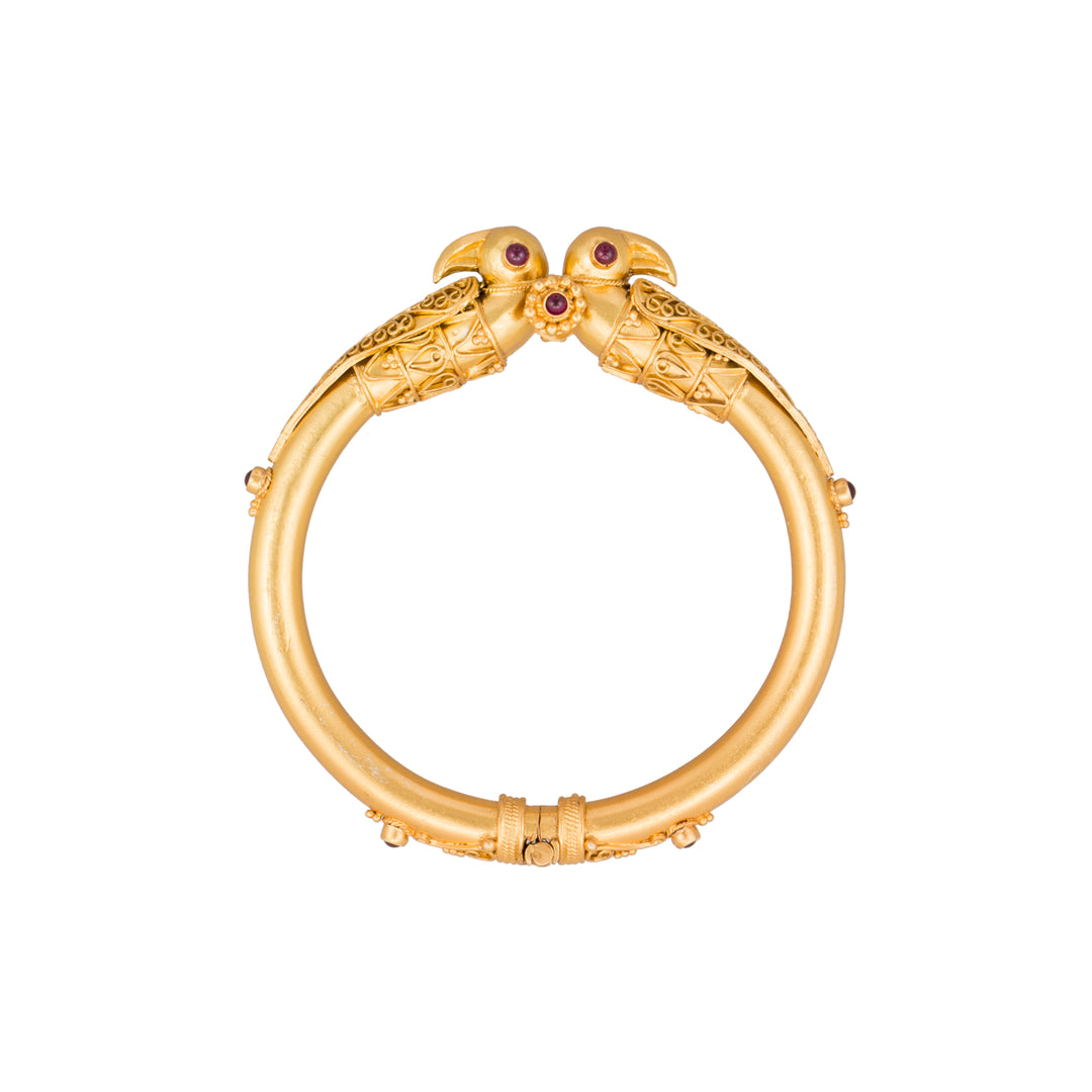 Ornate Gold Plated Parrot Bangle Cuff