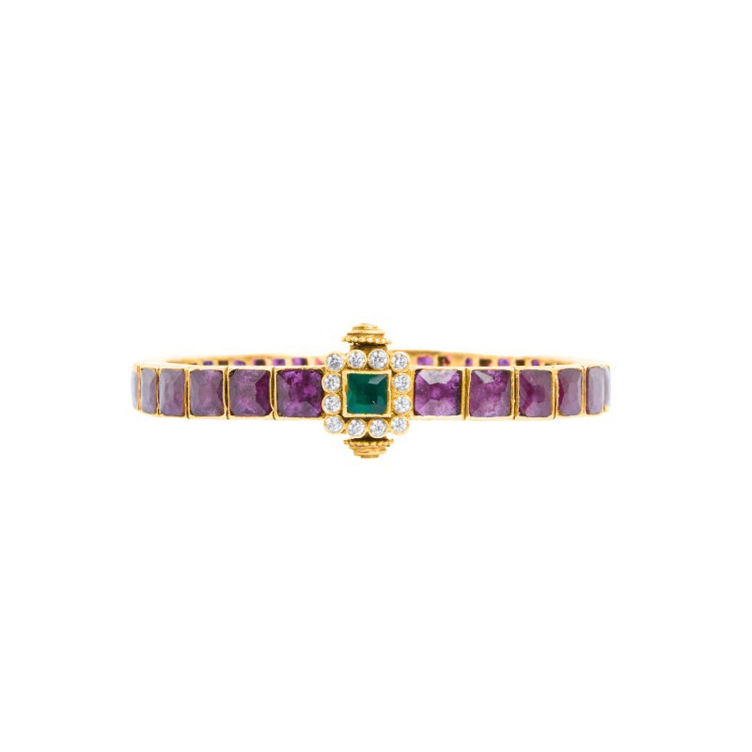 Gold Plated Ruby Emerald Temple Bangle