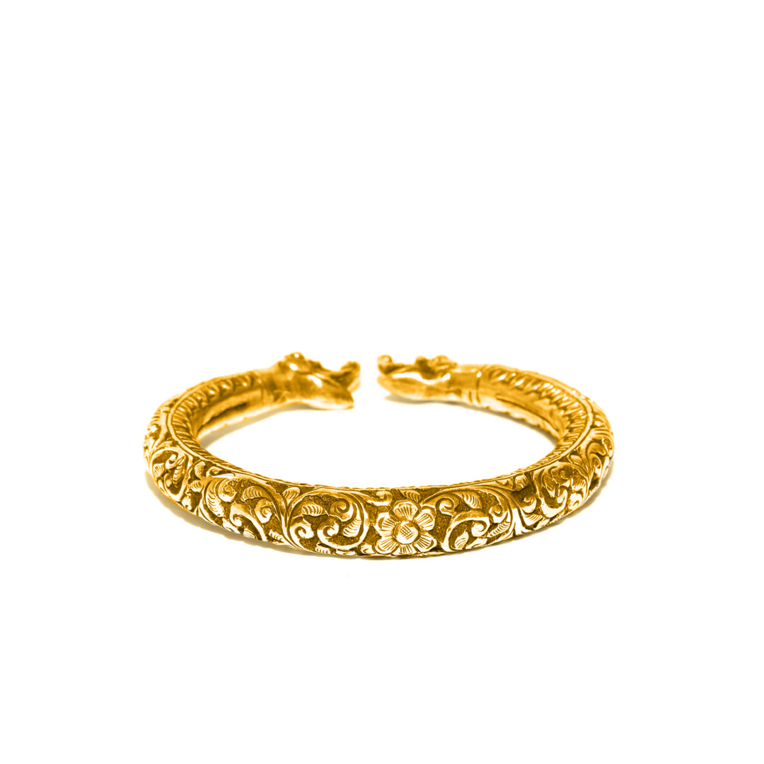 Gold Plated Elephant Engraved Cuff
