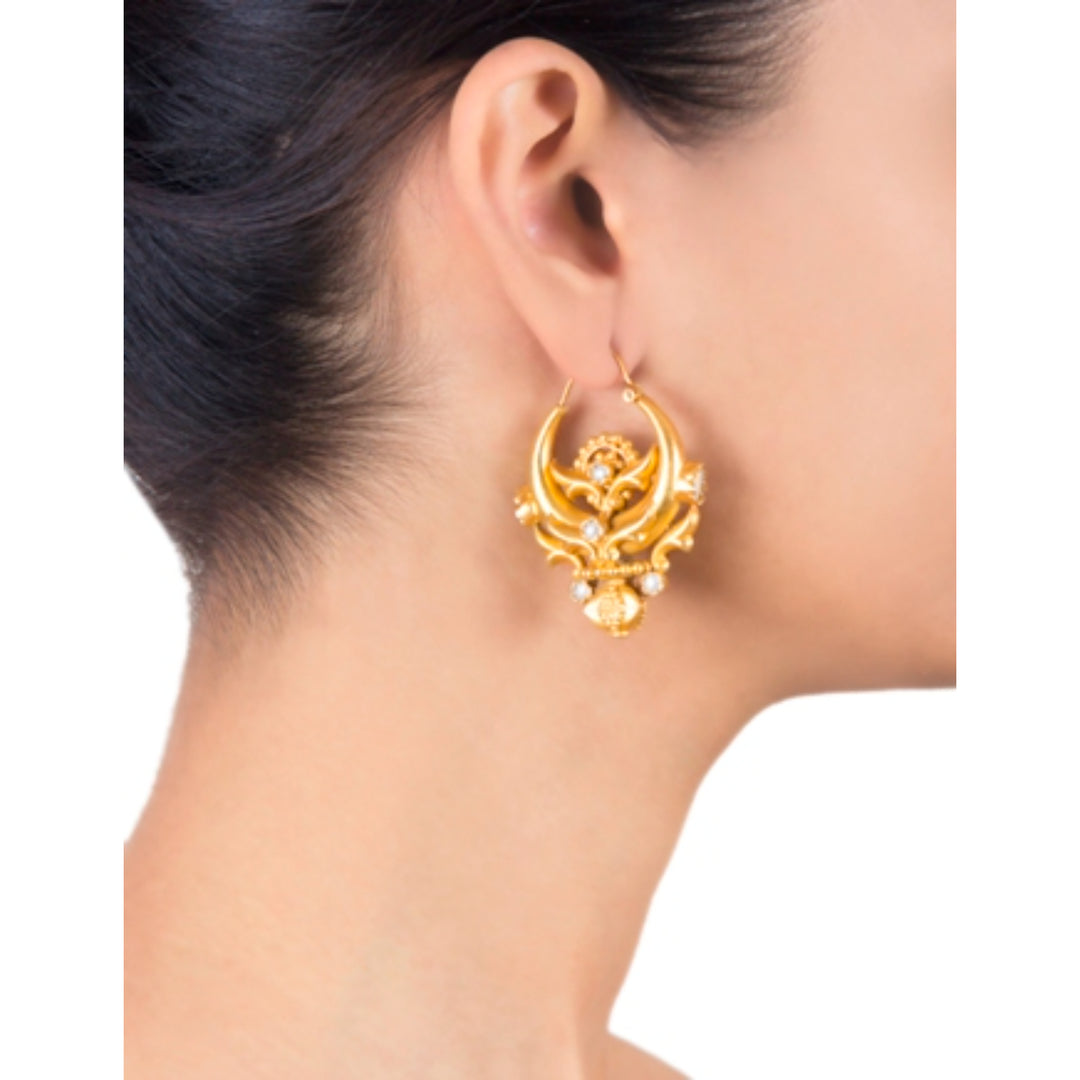 Crescent Floral Earring
