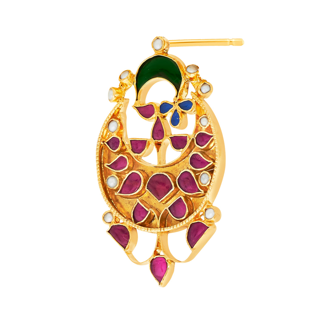 Multi Gemstone Enamel Chandbali