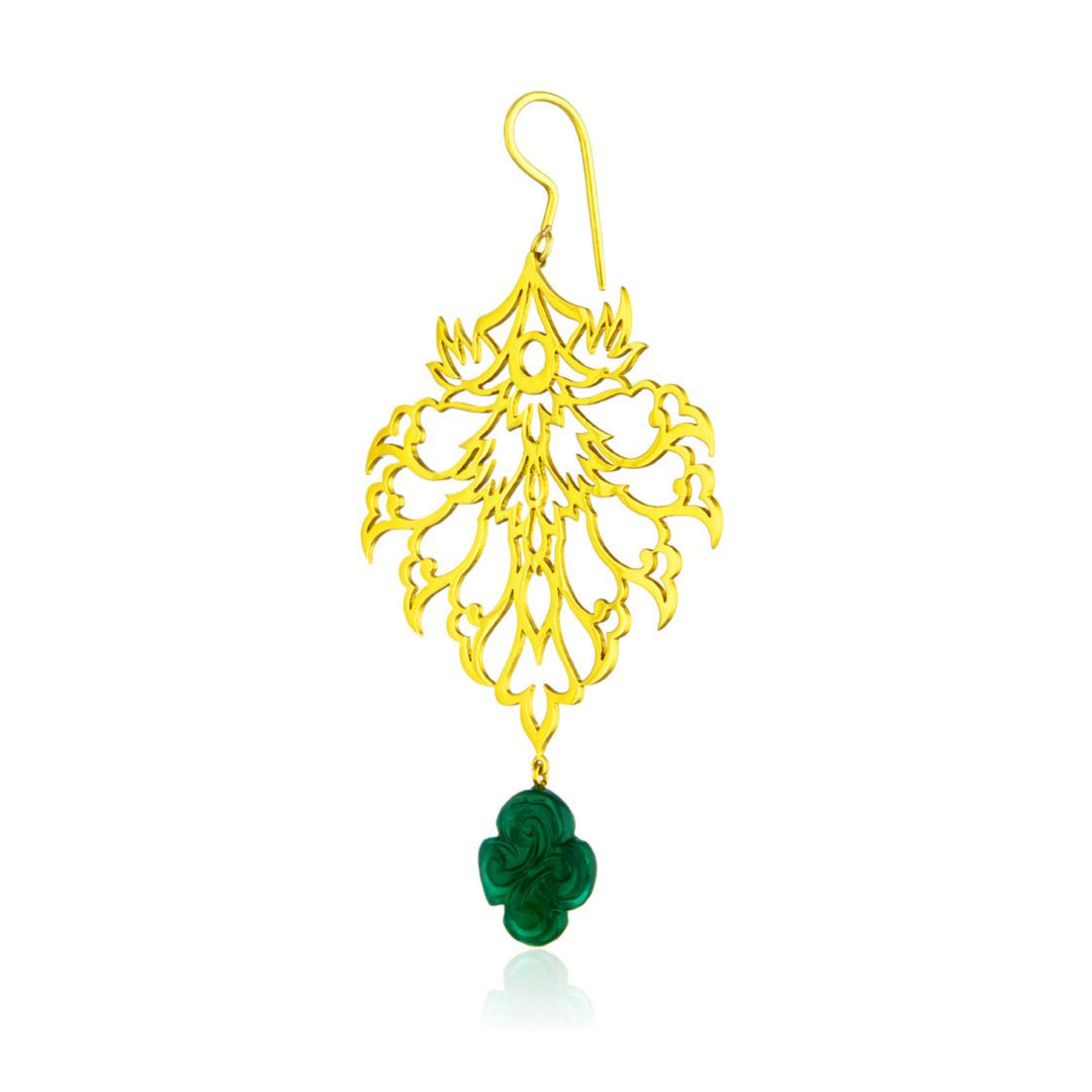 Gold Plated Flower And Leaf Design Filigree Earrings