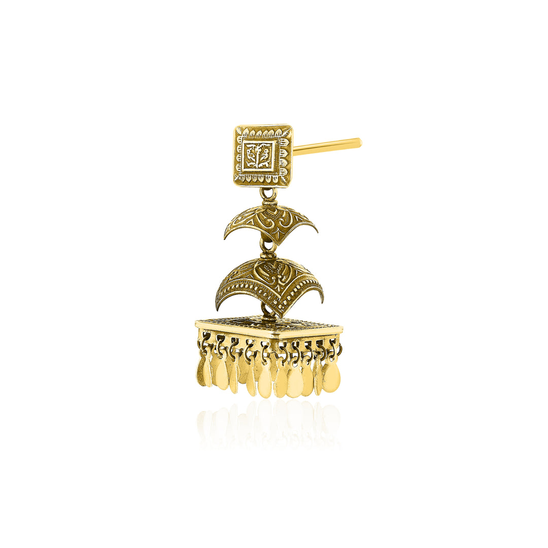 Triple Layered Square Gold Plated Jhumkis