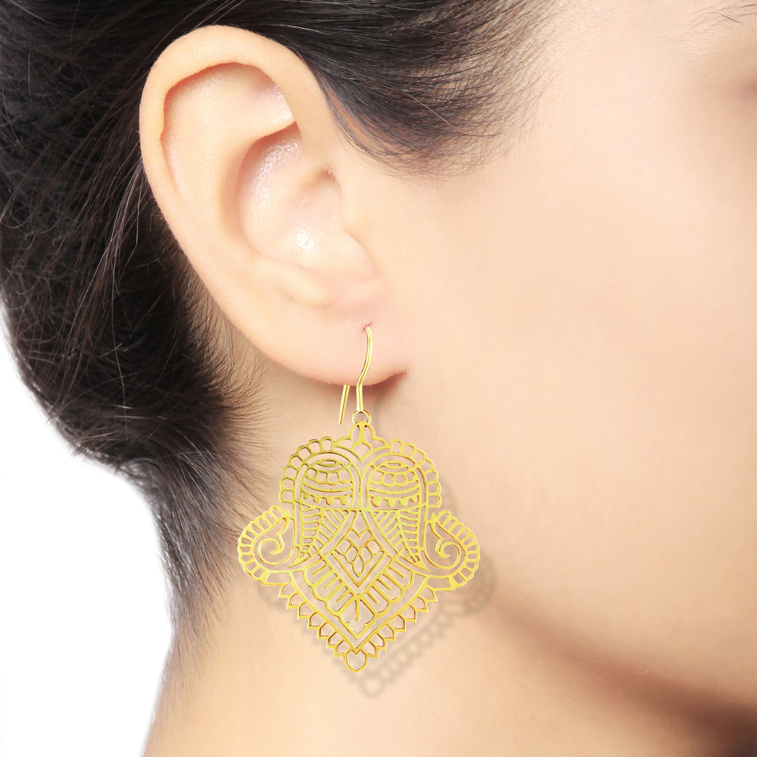 Paisley Filigree Gold Plated Earrings