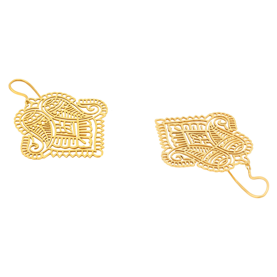 Paisley Filigree Gold Plated Earrings
