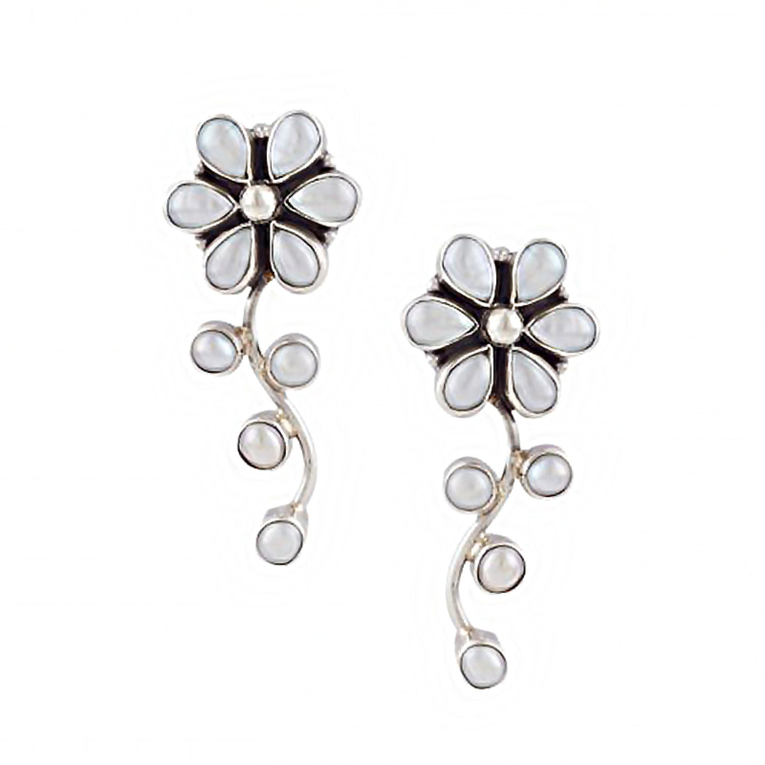 Mother Of Pearl Floral Drop Earrings