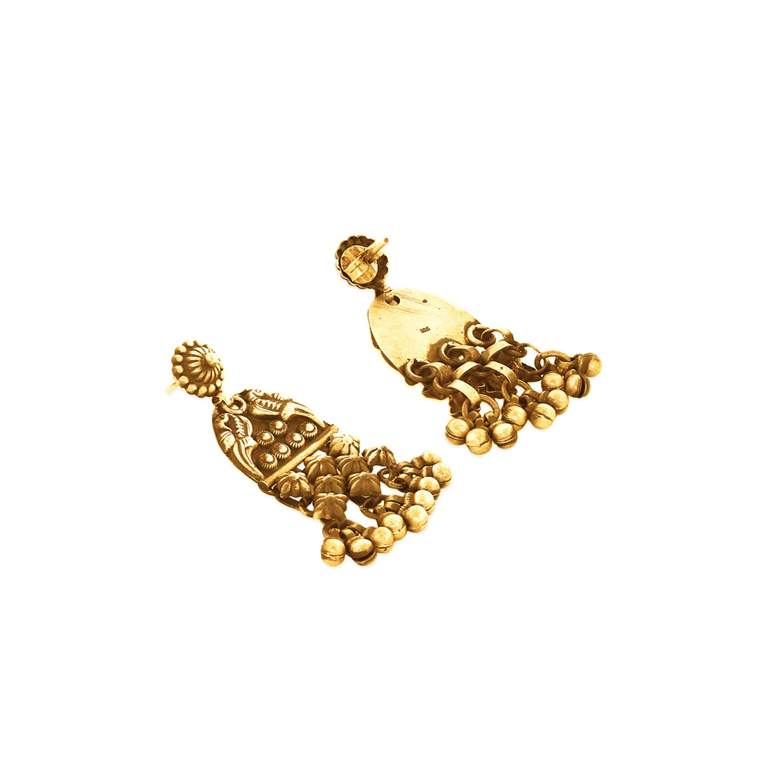 Gold Plated Parrot Mesh Drop Earrings