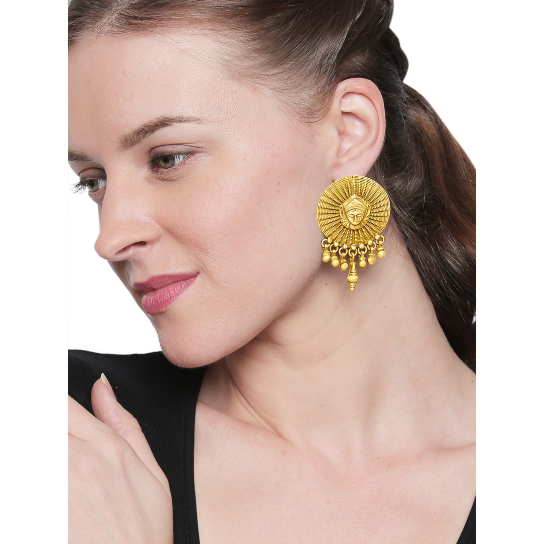 Gold Plated Durga Earrings