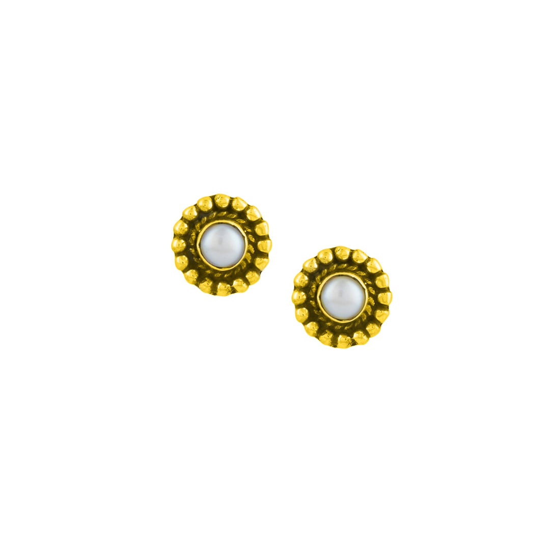Gold Plated Raga Mother Of Pearl Studs