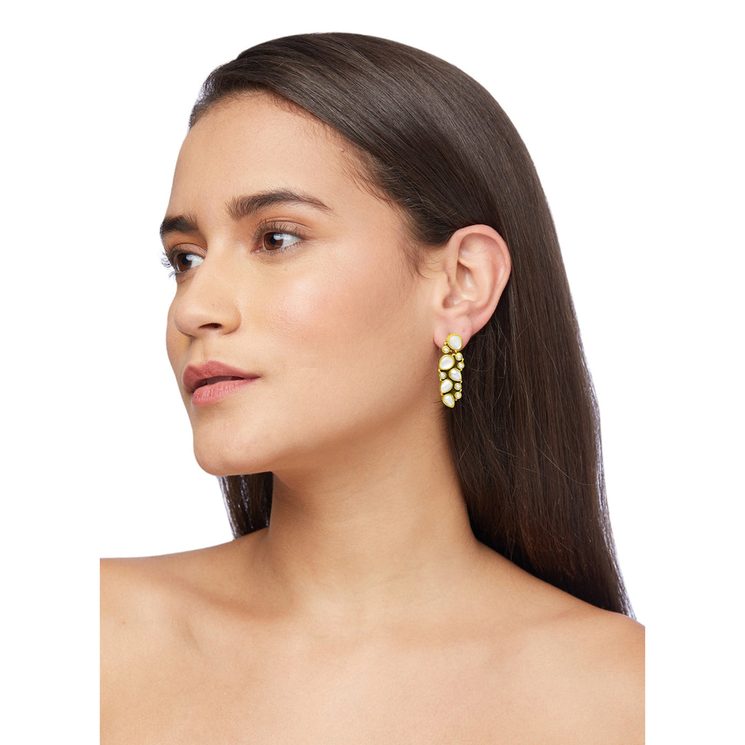 Gold Plated Abstract Mother Of Pearl Drop Earrings