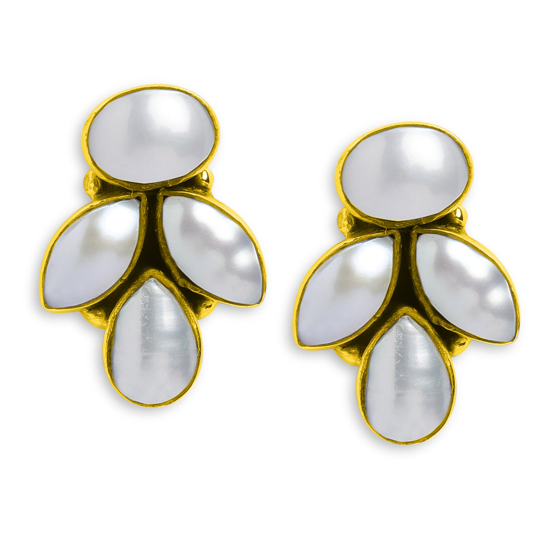 Gold Plated Savitra Mother Of Pearl Studs