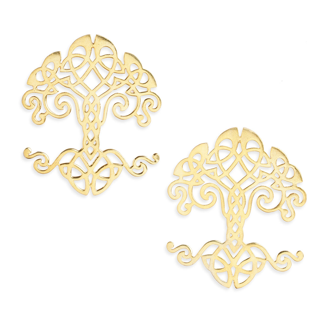 Gold Plated Tree Of Life Drop Earrings