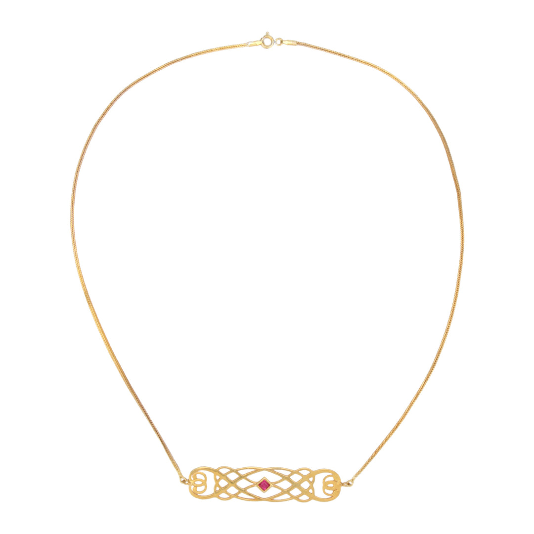 Horizontal Gold Plated Byzantine Filigree Necklace