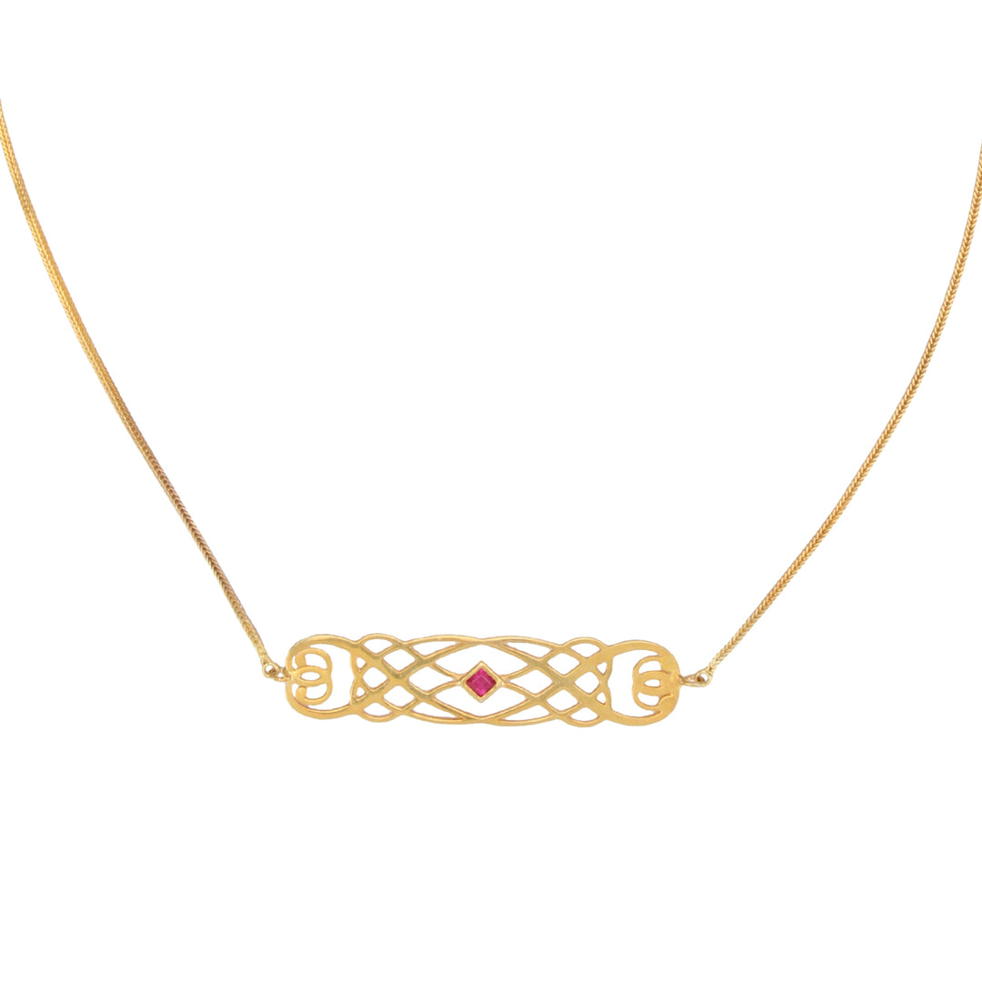 Horizontal Gold Plated Byzantine Filigree Necklace