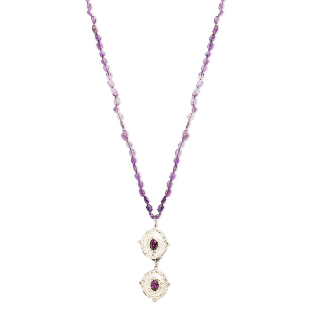 Double Layered Purple Pendant Necklace