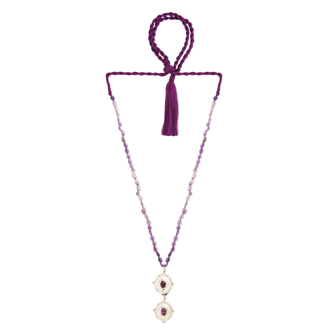 Double Layered Purple Pendant Necklace