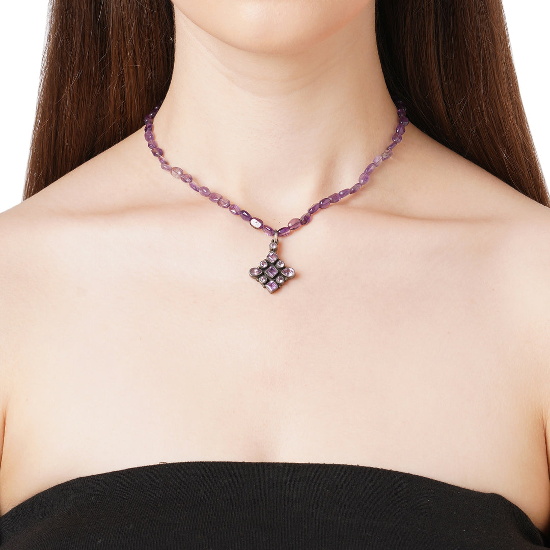 Amethyst Diamond Pendant Necklace