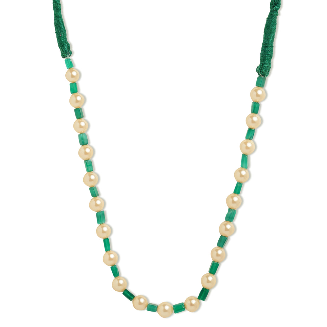 Glamorous Green And White Pearl Necklace