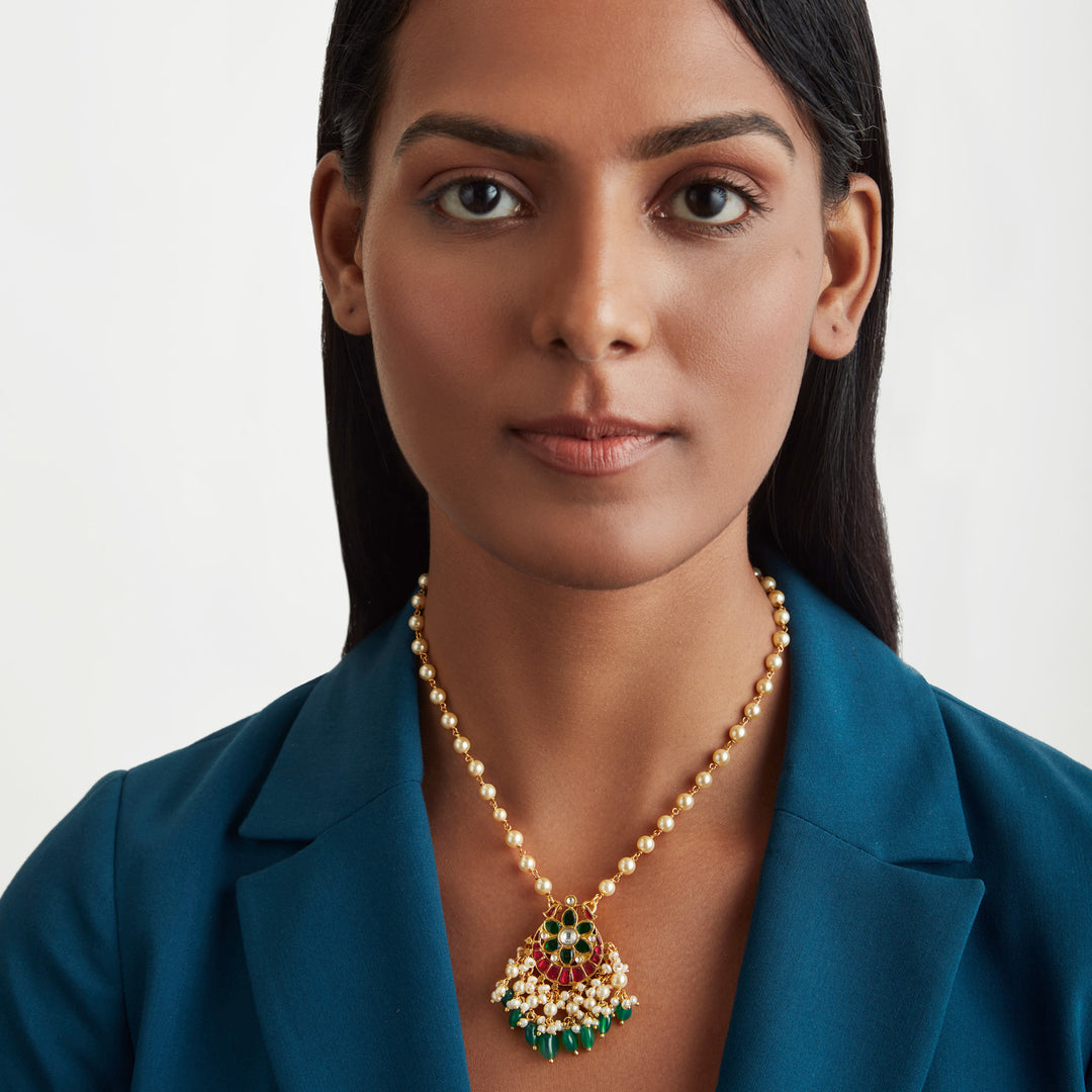 Pushp Jadau Emerald Necklace