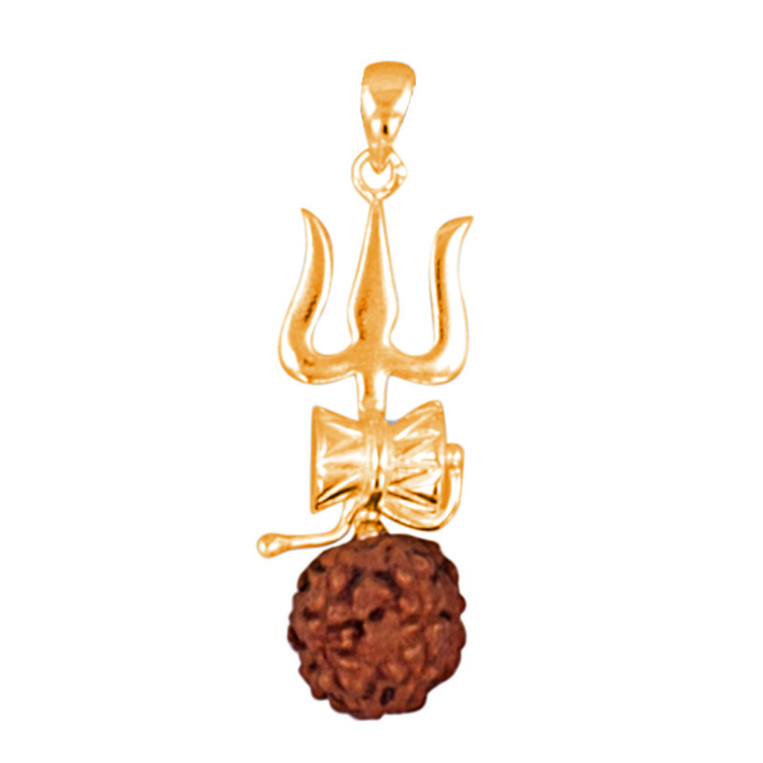 Shiva Trishul Rudraksha Gold Plated Pendant
