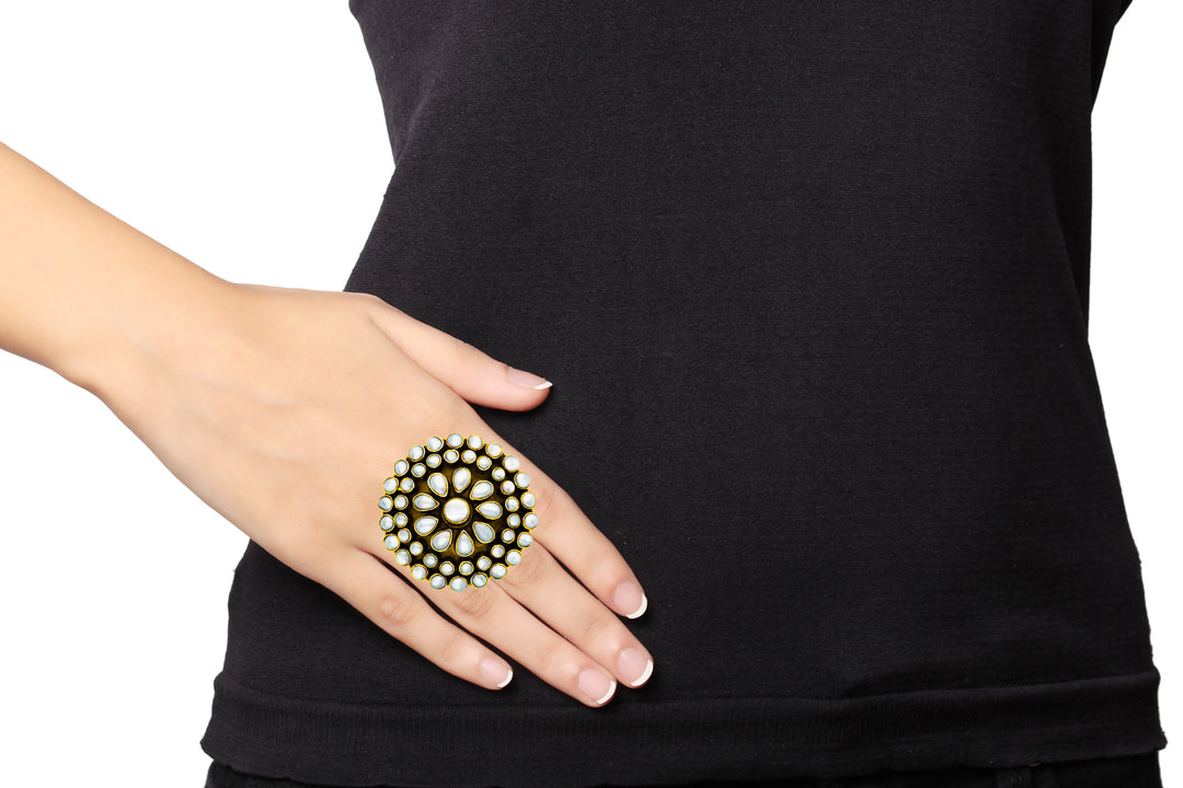 Gold Plated Muktika Mother Of Pearl Ring