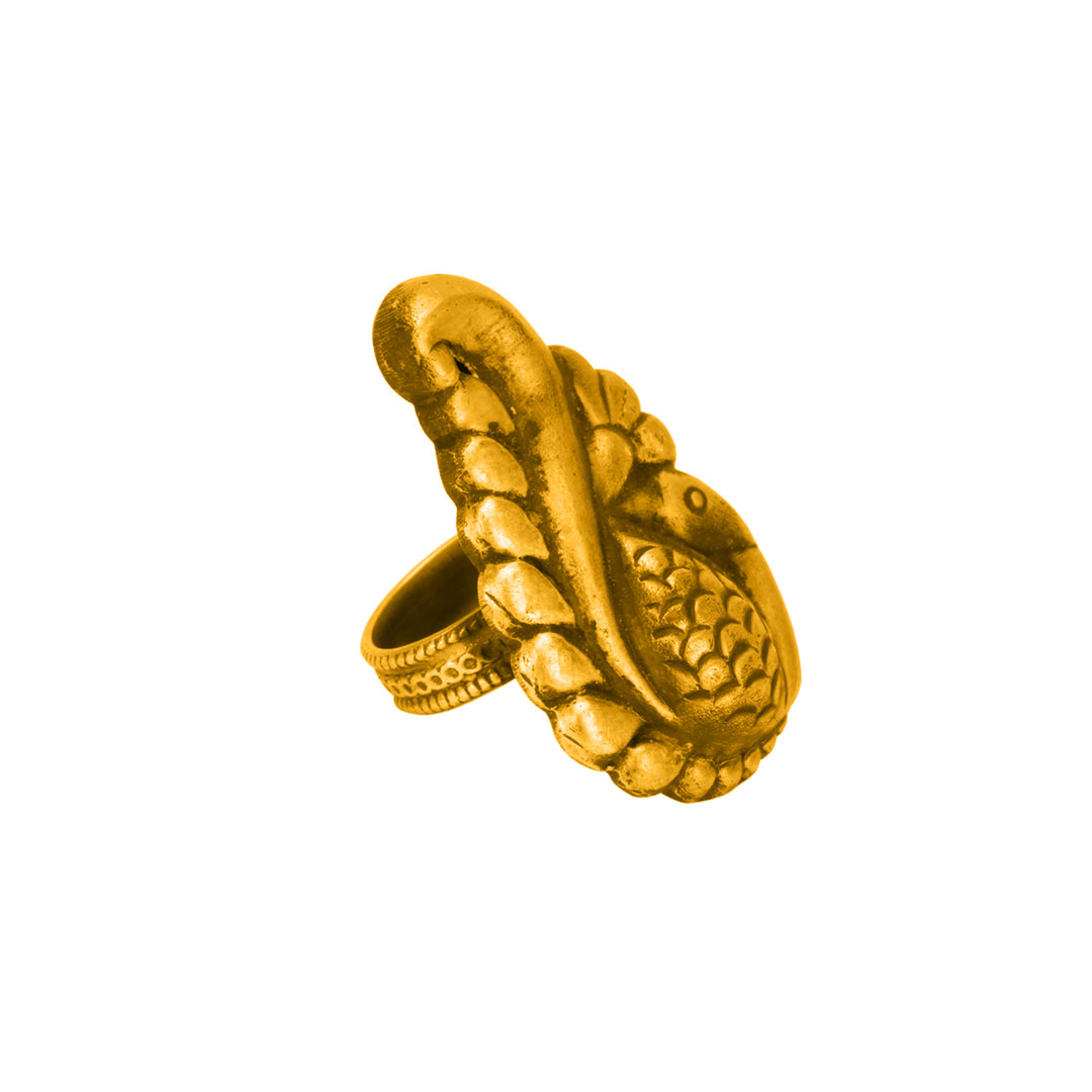 Peacock Cocktail Gold Plated Ring