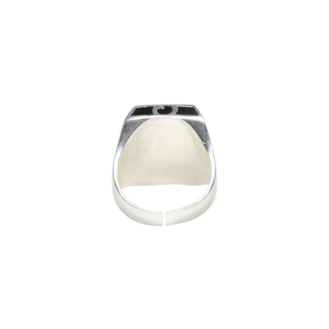 Black Silver Enamel Baroque Adjustable Ring