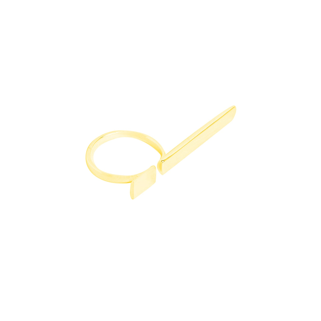 Gold Plated Horizontal Exclamation Ring