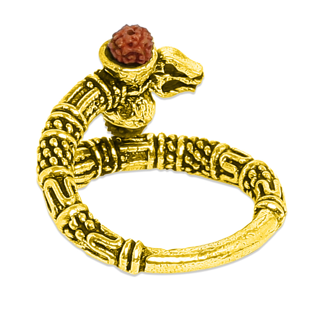 Gold Plated Trishul Rudraksha Ring