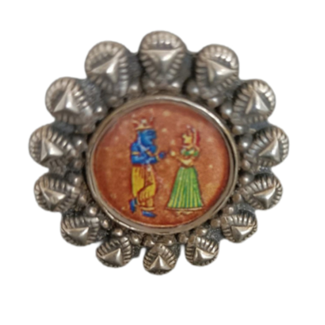 Painted Radha Krishna Ring