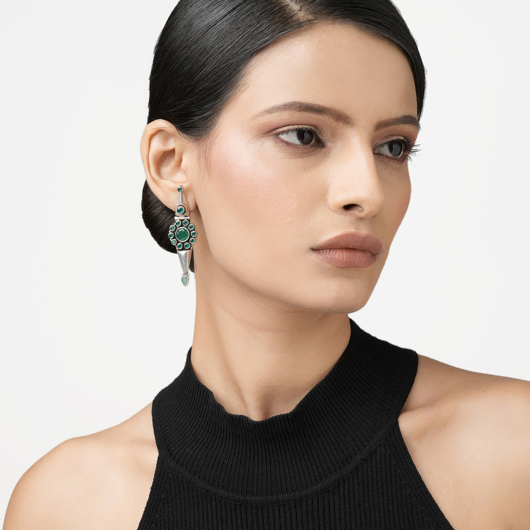 Phulwari Emerald Drop Earrings