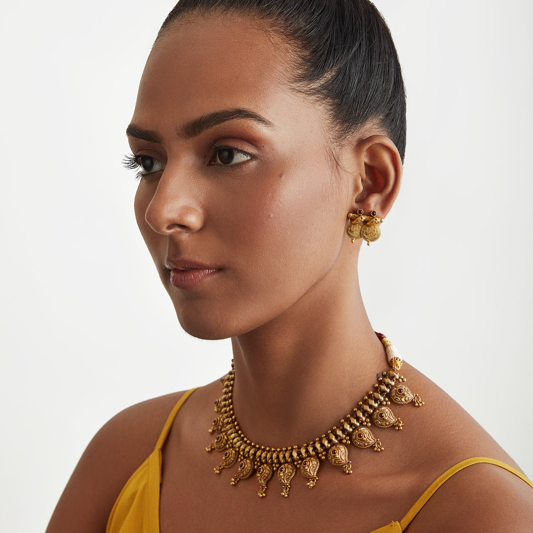 Temple Keri Red Gold Plated Choker